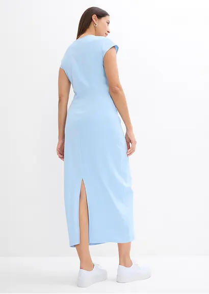 Bonprix Kleid Mit Knotendetail An Der Taille - Blau - Damen