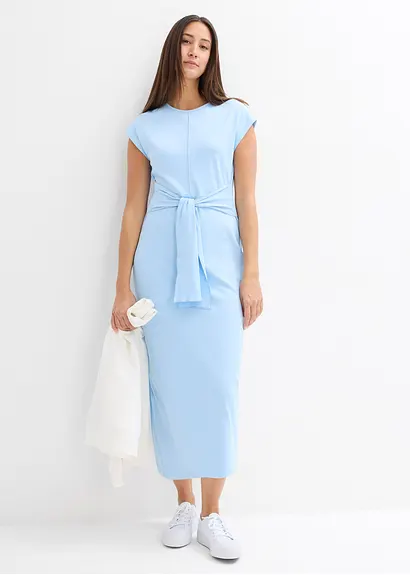 Bonprix Kleid Mit Knotendetail An Der Taille - Blau - Damen