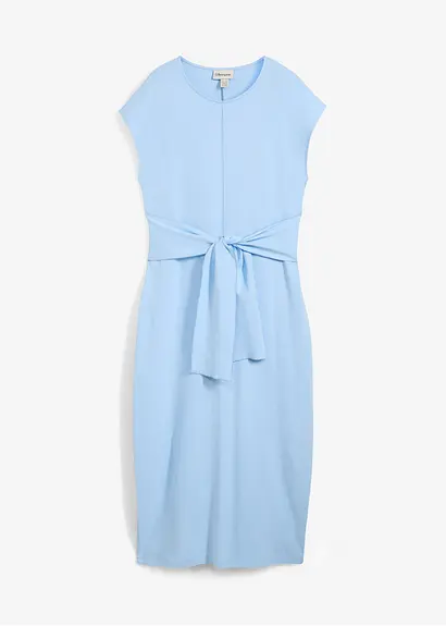 bonprix Kleid mit Knotendetail an der Taille - blau - Damen