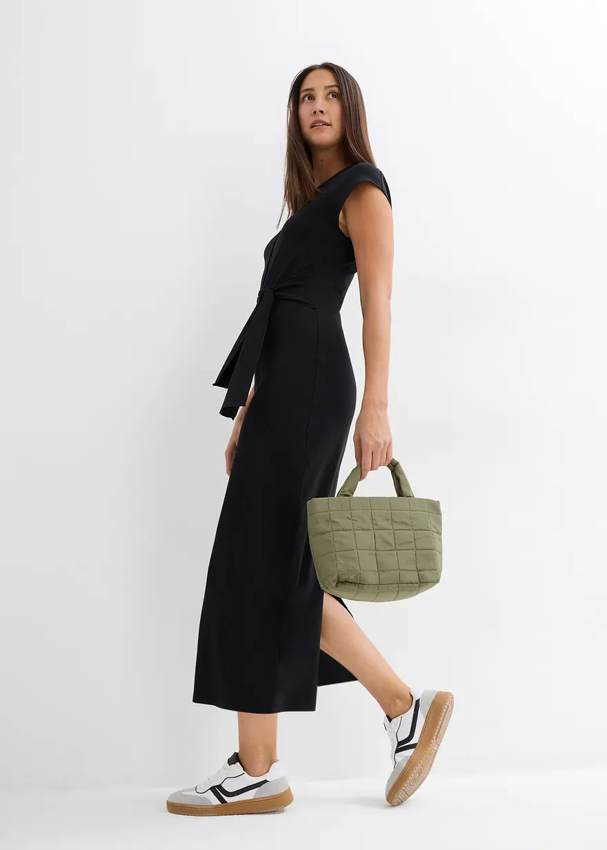 Bonprix Kleid Mit Knotendetail An Der Taille - Schwarz - Damen