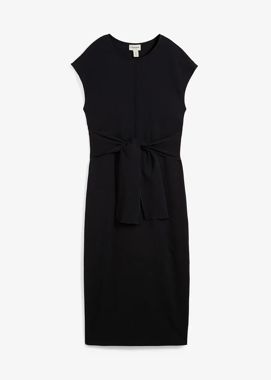 bonprix Kleid mit Knotendetail an der Taille - schwarz - Damen