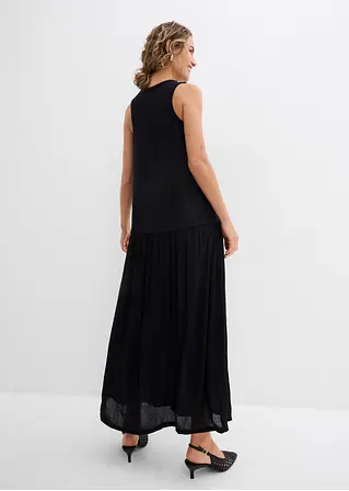 Bonprix Kleid Mit Längerem Tanktop-Oberteil Und Rock Im Materialmix