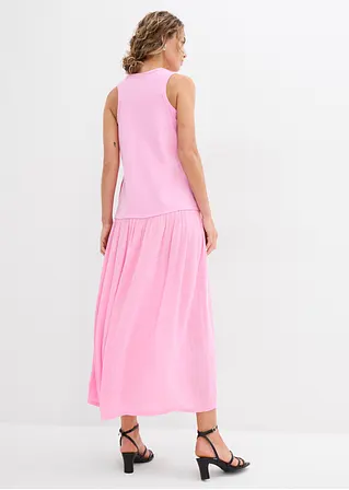 Bonprix Kleid Mit Längerem Tanktop-Oberteil Und Rock Im Materialmix