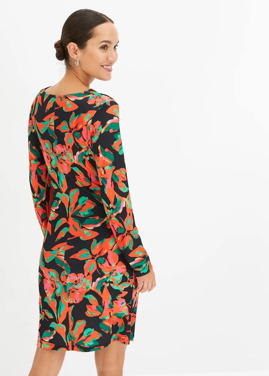 Bonprix Kleid Mit Raffinierter Raffung - Schwarz - Damen