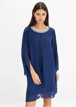 Bonprix Kleid Mit Strasssteinapplikation Aus Feinem Chiffon Mit Überlappung