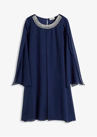 bonprix Kleid mit Strasssteinapplikation aus feinem Chiffon mit Überlappung