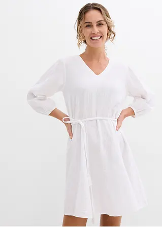 Bonprix Kleid Mit V-Ausschnitt Und Weit Schwingendem Rockteil - Weiß