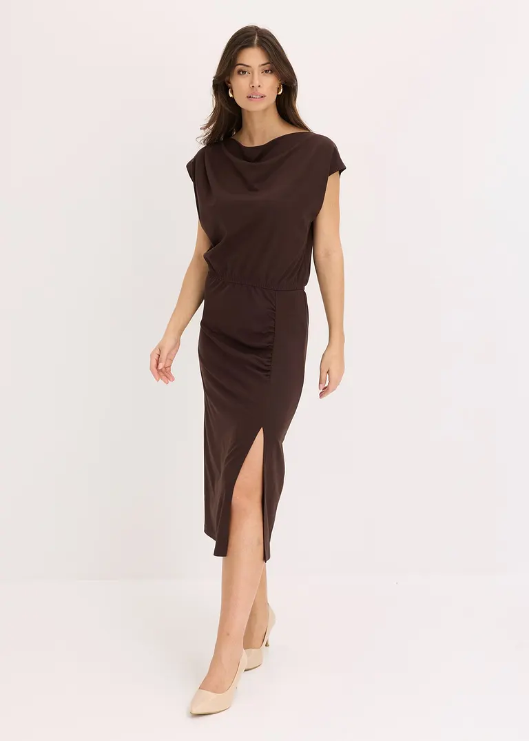 Bonprix Kleid Mit Wasserfallausschnitt Und Elastischer Taillennaht