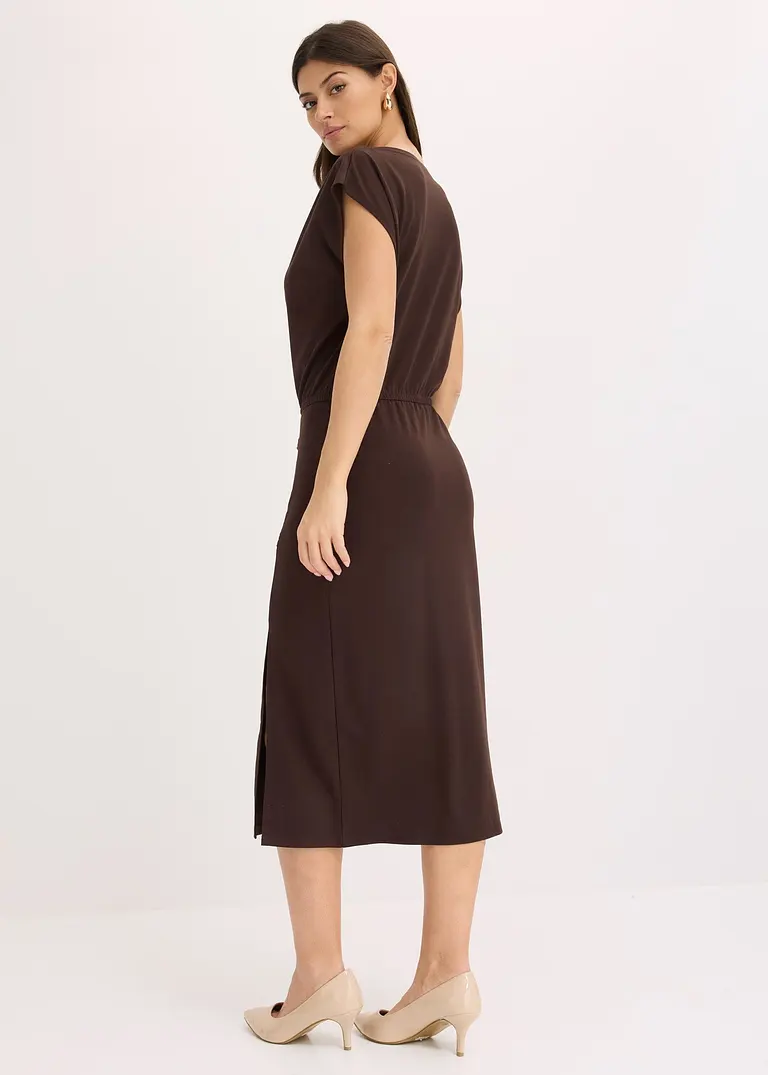 Bonprix Kleid Mit Wasserfallausschnitt Und Elastischer Taillennaht