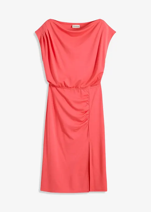 bonprix Kleid mit Wasserfallausschnitt und elastischer Taillennaht - pink