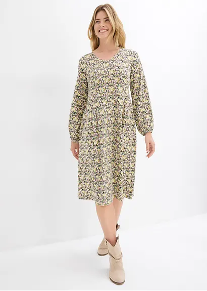 Bonprix Kniebedeckendes Jerseykleid Mit Figurumspielendem Schnitt - Rosa