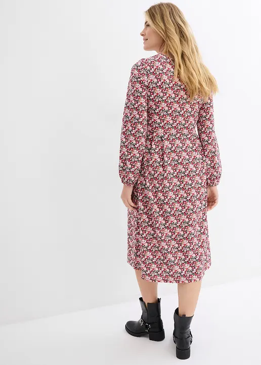 Bonprix Kniebedeckendes Jerseykleid Mit Figurumspielendem Schnitt - Rot