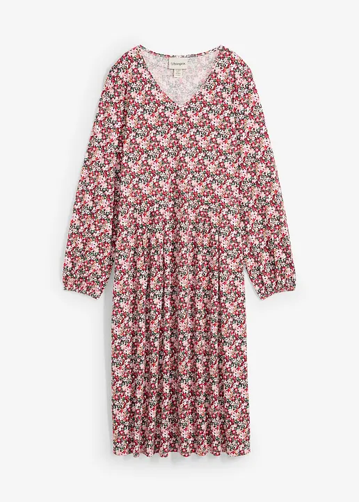 bonprix Kniebedeckendes Jerseykleid mit figurumspielendem Schnitt - rot