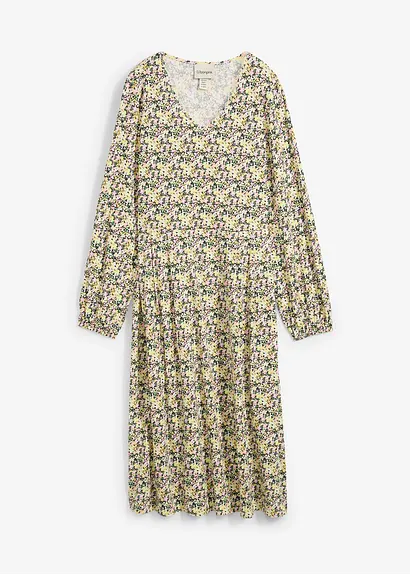 bonprix Kniebedeckendes Jerseykleid mit figurumspielendem Schnitt - rosa