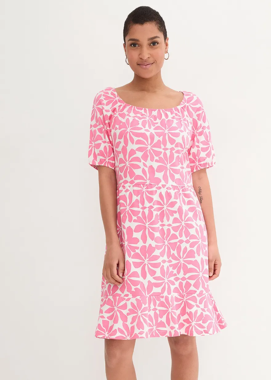 Bonprix Knieumspielendes Jersey-kleid Mit Quareé-Ausschnitt Schmeichelt Der Figur Durch Formgebende Nähte