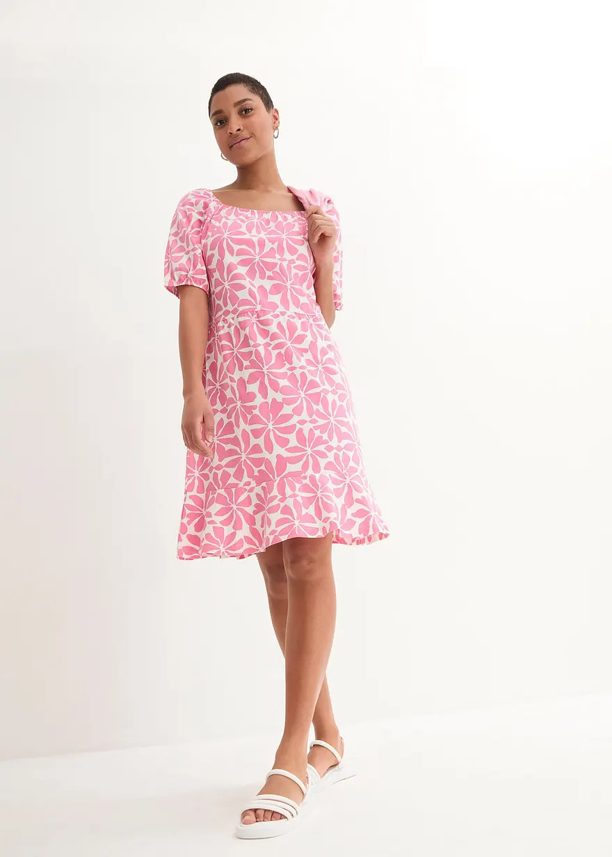 Bonprix Knieumspielendes Jersey-kleid Mit Quareé-Ausschnitt Schmeichelt Der Figur Durch Formgebende Nähte