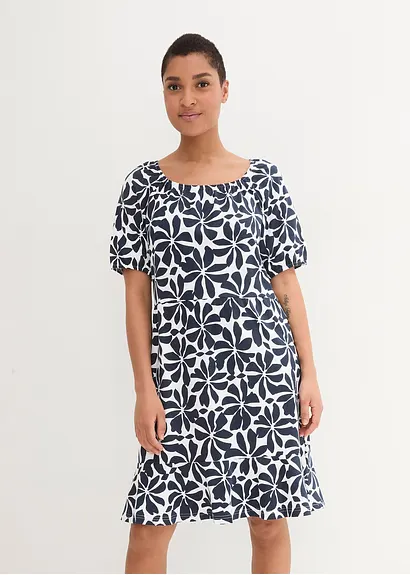 Bonprix Knieumspielendes Jersey-kleid Mit Quareé-Ausschnitt Schmeichelt Der Figur Durch Formgebende Nähte