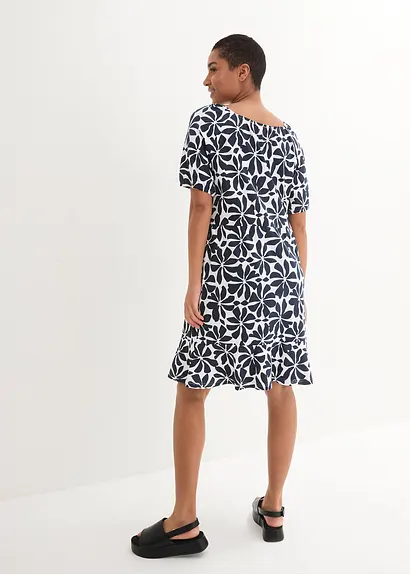 Bonprix Knieumspielendes Jersey-kleid Mit Quareé-Ausschnitt Schmeichelt Der Figur Durch Formgebende Nähte