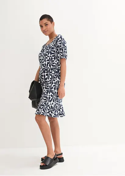 Bonprix Knieumspielendes Jersey-kleid Mit Quareé-Ausschnitt Schmeichelt Der Figur Durch Formgebende Nähte