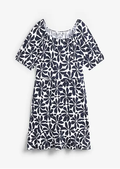 bonprix Knieumspielendes Jersey-kleid mit Quareé-Ausschnitt schmeichelt der Figur durch formgebende Nähte