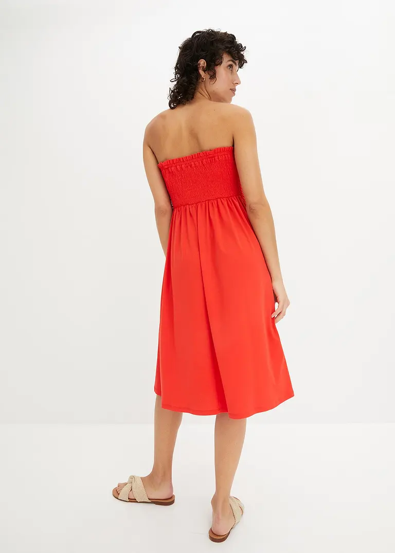 Bonprix Knieumspielendes Kleid Mit Süßen Smockdetails - Rot