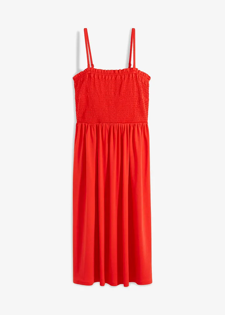bonprix Knieumspielendes Kleid mit süßen Smockdetails - rot