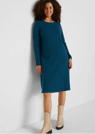 Bonprix Knieumspielendes Langarmkleid Mit Rundhals-Ausschnitt - Grün