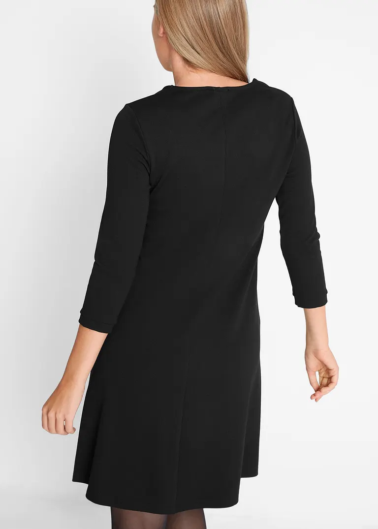 Bonprix Knieumspielendes Punto Di Roma Kleid Mit Leicht Ausgestellter Silhouette Und 3/4 Arm