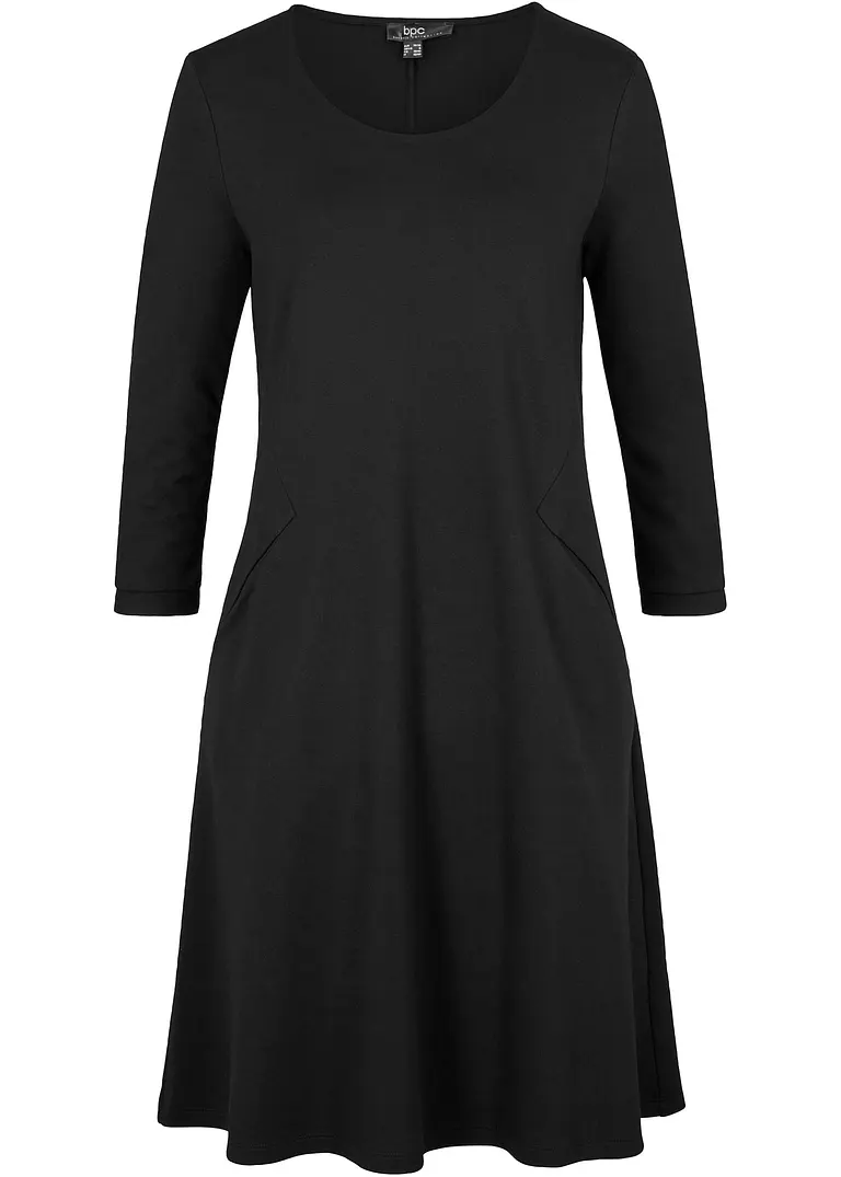 bonprix Knieumspielendes Punto di Roma Kleid mit leicht ausgestellter Silhouette und 3/4 Arm