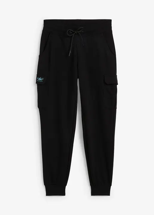 bonprix Knöchelfreie Jogginghose aus einem innen weich aufgerautem Stretch-Material mit Cargotaschen