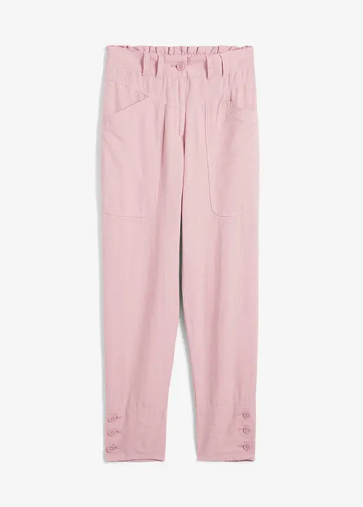 bonprix Knöchellange Leinenhose mit lässiger Passform - rosa