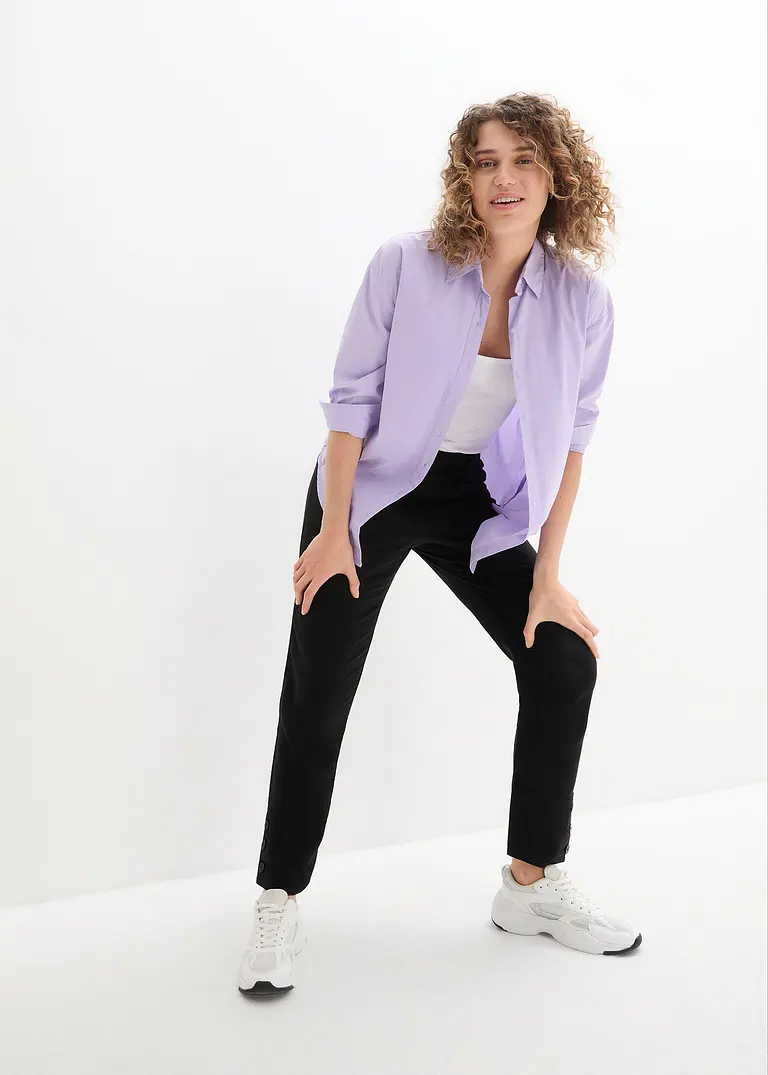 Bonprix Knöchellange Leinenhose Mit Lässiger Passform - Schwarz