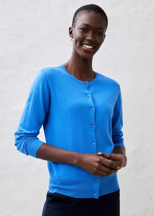 Bonprix Kombinierbare Strickjacke Mit Seidenanteil - Blau