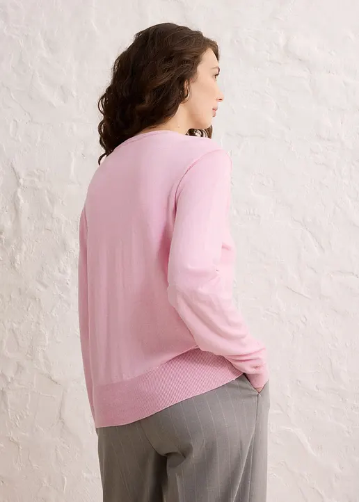 Bonprix Kombinierbare Strickjacke Mit Seidenanteil - Rosa