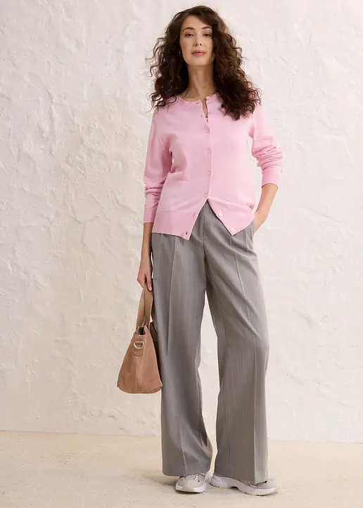 Bonprix Kombinierbare Strickjacke Mit Seidenanteil - Rosa