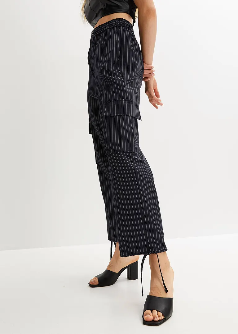 Bonprix Komfortable 7/8 Cargo-Hose Mit Gummizug - Blau - Damen
