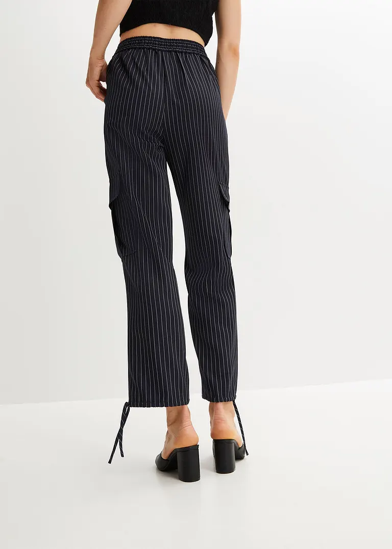 Bonprix Komfortable 7/8 Cargo-Hose Mit Gummizug - Blau - Damen