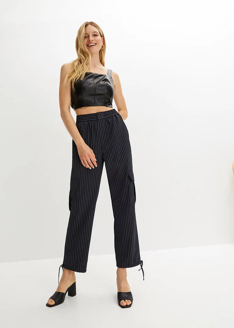 Bonprix Komfortable 7/8 Cargo-Hose Mit Gummizug - Blau - Damen