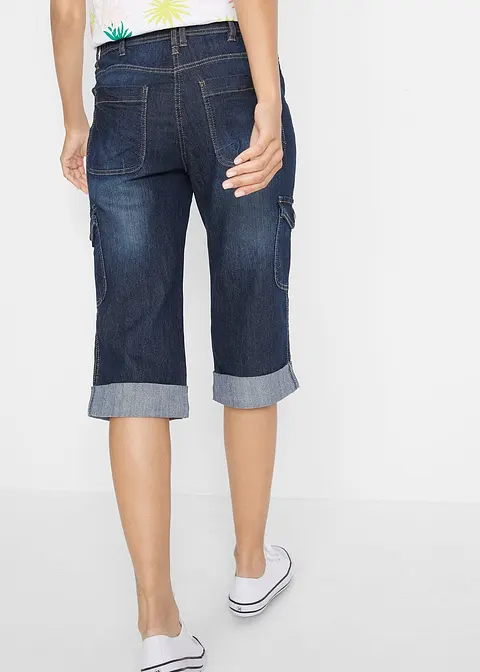 Bonprix Komfortable Cargo-Stretch-Jeans Mit Teilgummibund - Blau - Damen