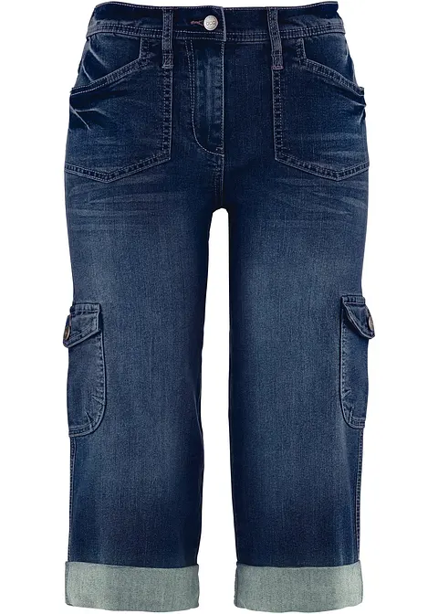 bonprix Komfortable Cargo-Stretch-Jeans mit Teilgummibund - blau - Damen
