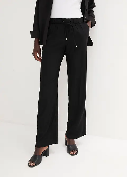 Bonprix Komfortable Hose Mit Elastischem Bund - Schwarz - Damen