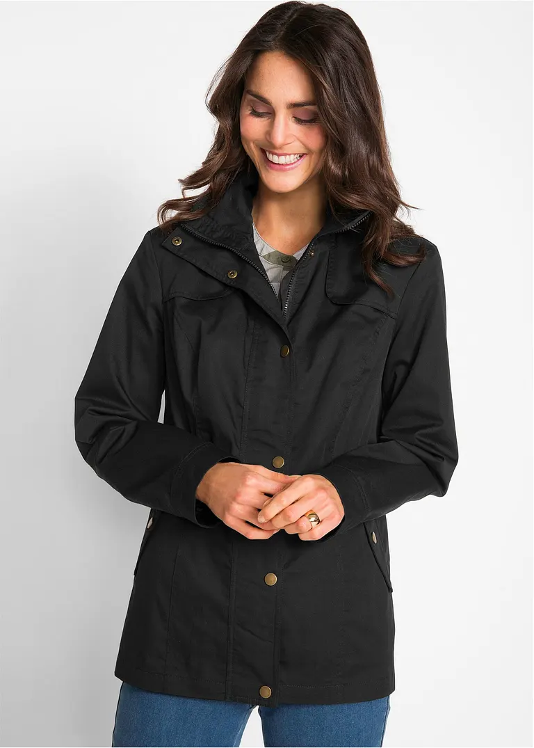Bonprix Komfortable Jacke Mit Komfortablen Seitentaschen - Schwarz