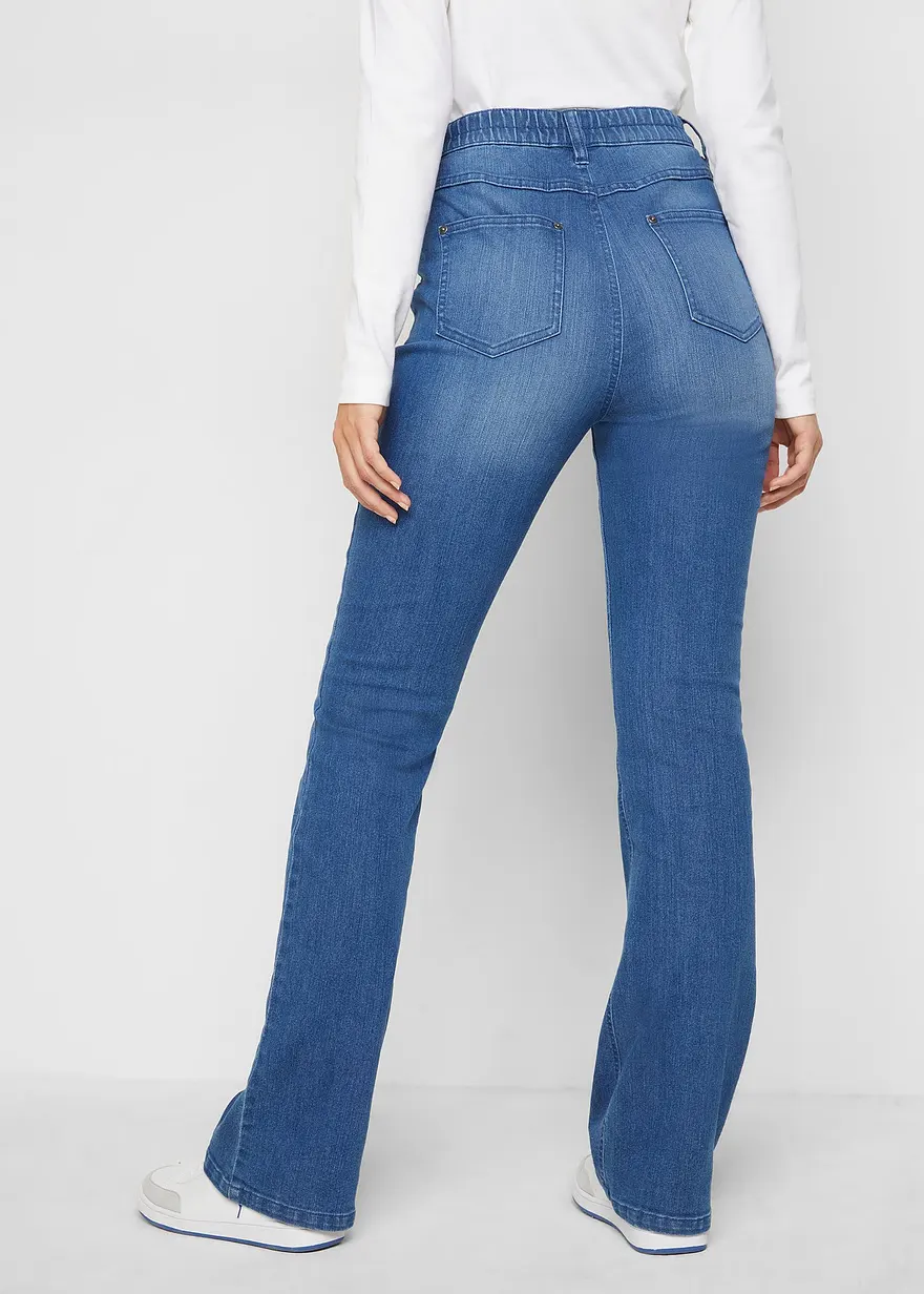 Bonprix Komfortable Jeans Mit Bequembund Und Stickerei - Blau