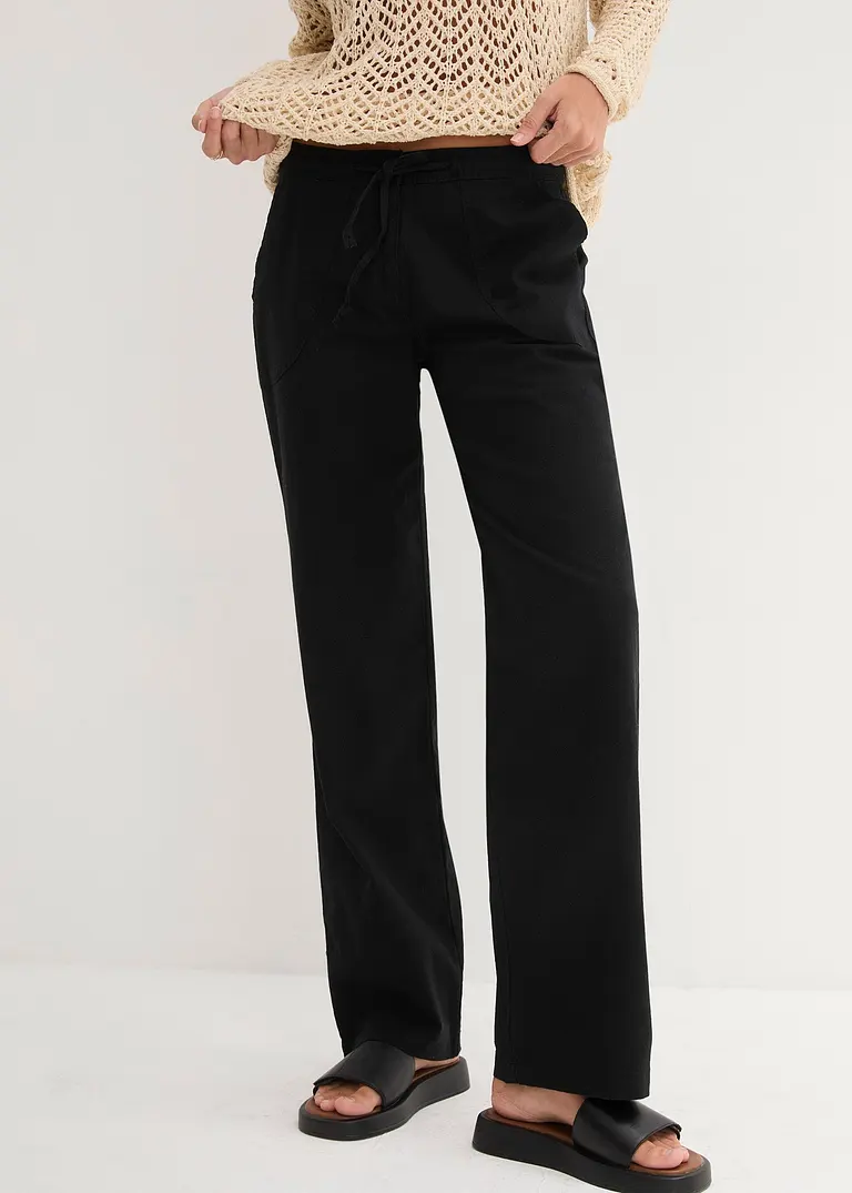 Bonprix Komfortable Leinenhose In Weitem Schnitt Mit Kordelzug
