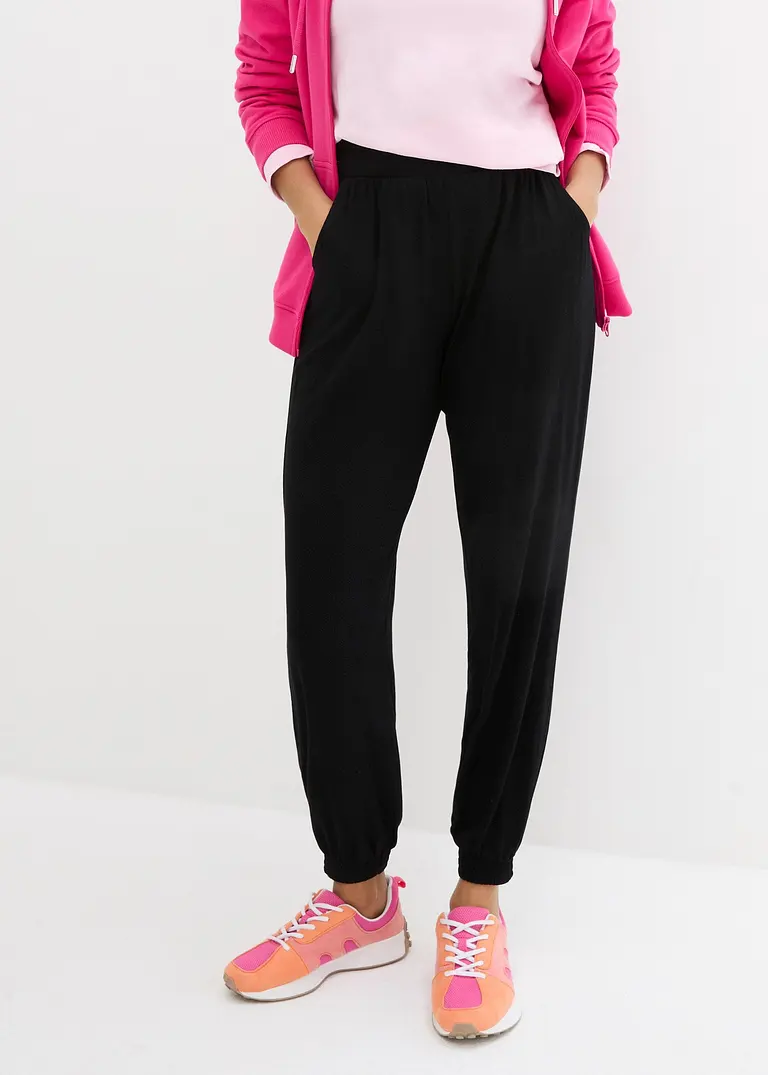 Bonprix Komfortable Shirt-Hose Mit Seitlichen Eingrifftaschen - Schwarz