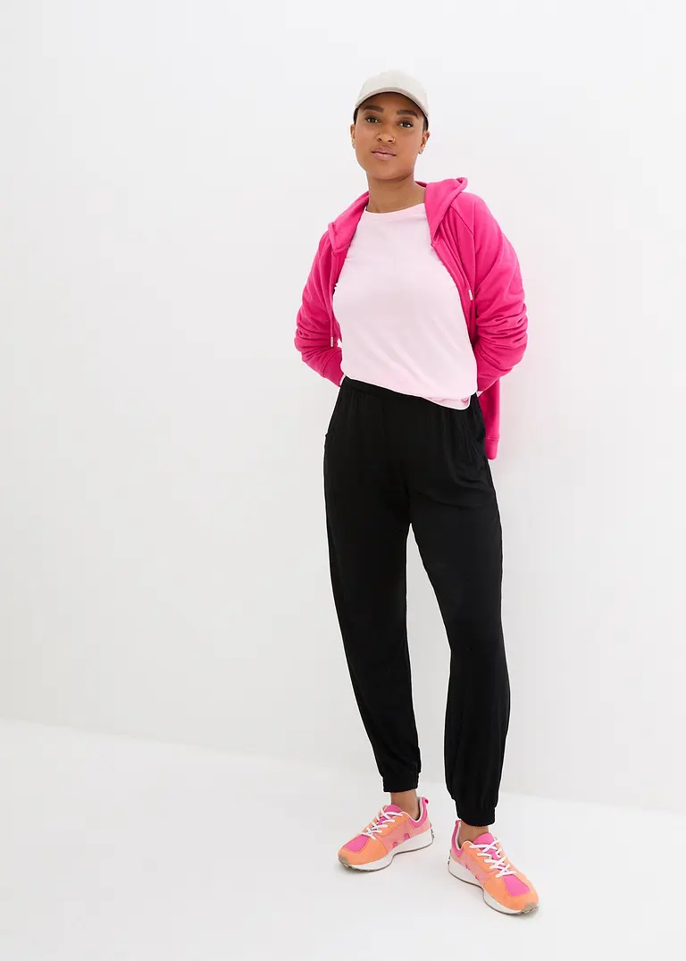 Bonprix Komfortable Shirt-Hose Mit Seitlichen Eingrifftaschen - Schwarz