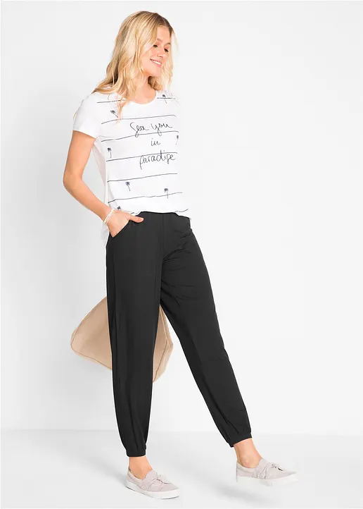 Bonprix Komfortable Shirthose Mit Vikose Und Eingrifftaschen - Schwarz