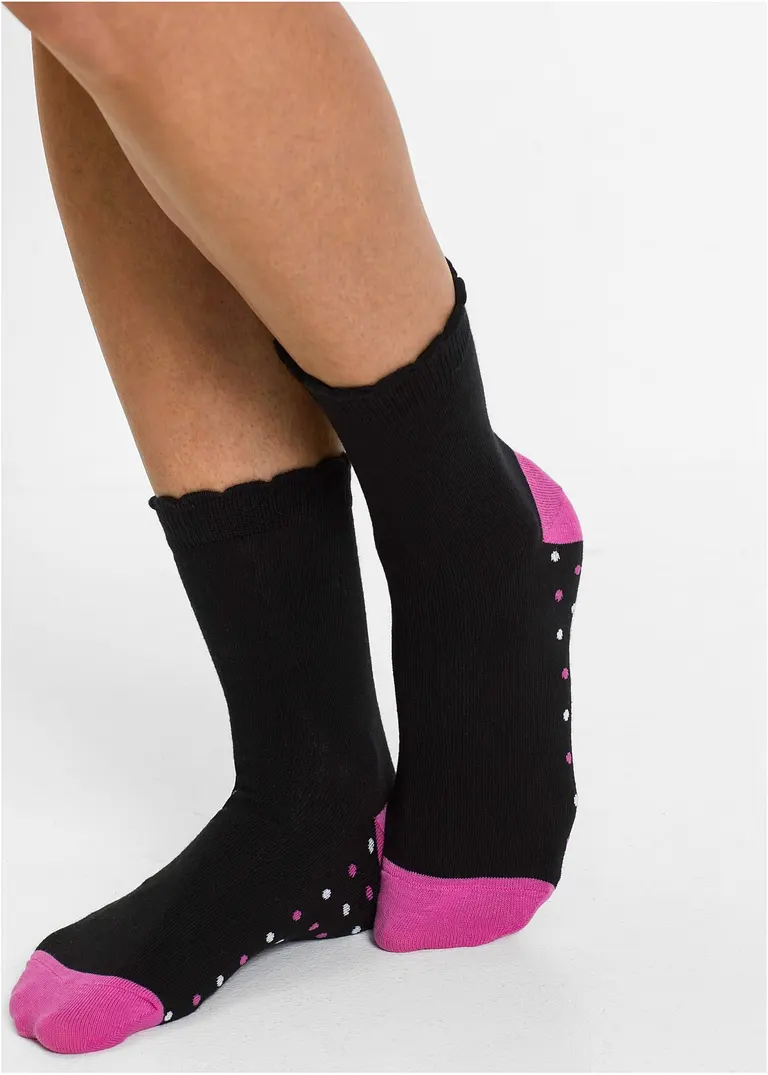 Bonprix Komfortable Socken Mit Gemusterter Sohle - Schwarz/bunt Gepunktet