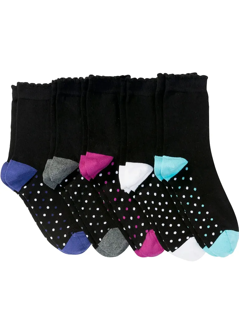 bonprix Komfortable Socken mit gemusterter Sohle - schwarz/bunt gepunktet