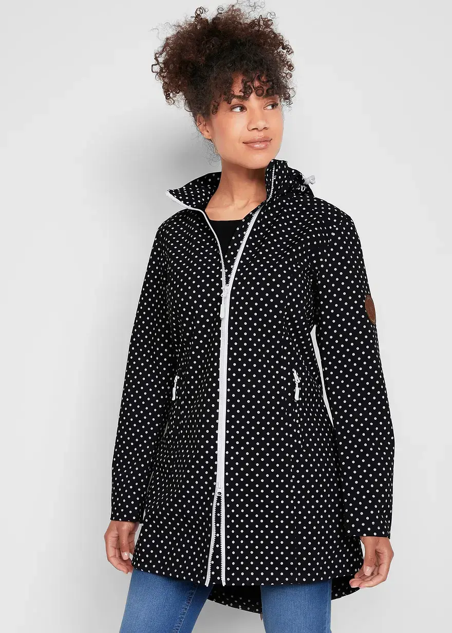 Bonprix Komfortable Softshell-Langjacke Mit Stretchanteil Abnehmbarer Kapuze Und Reißverschlusstaschen Gerade Geschnitten
